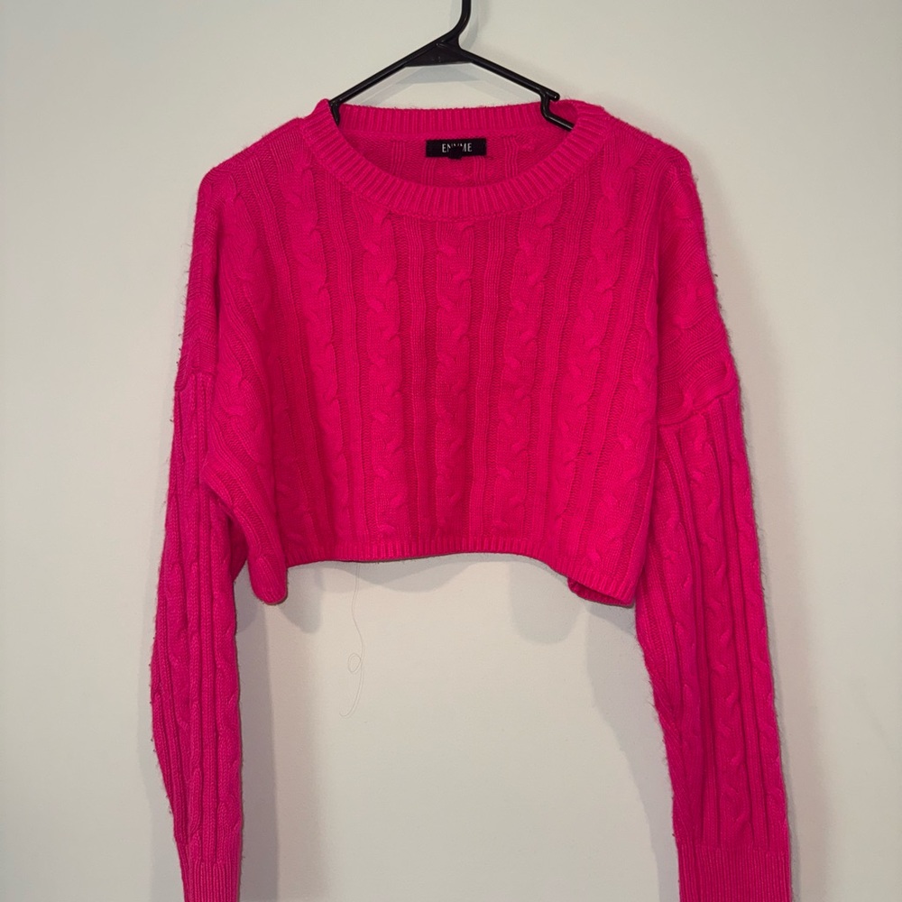 Women's Pink Cable Knit Sweater